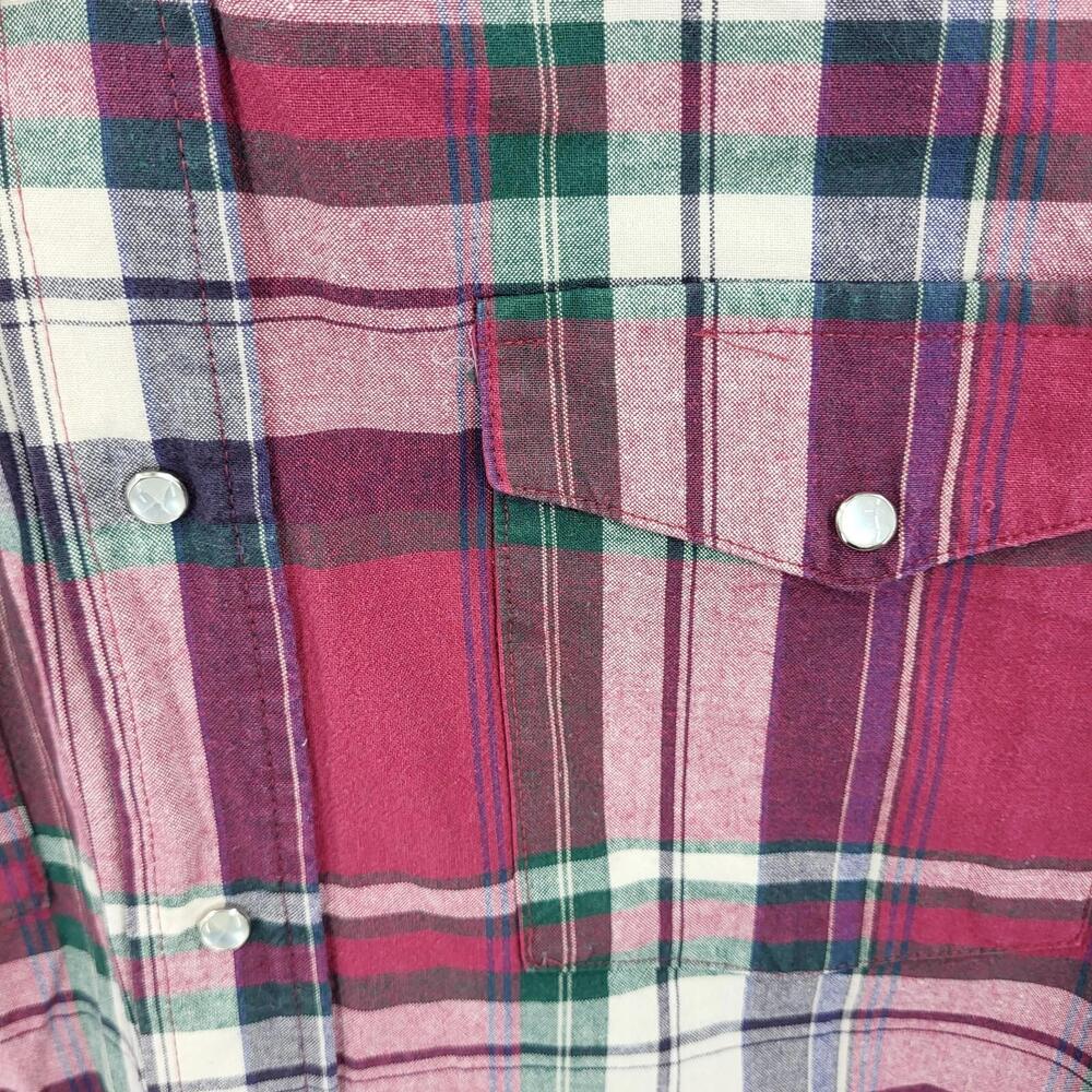 Panhandle Slim Western Shirt Mens 16 Large Plaid Pearl Snap Rodeo USA Vtg Heavy - Picture 4 of 12